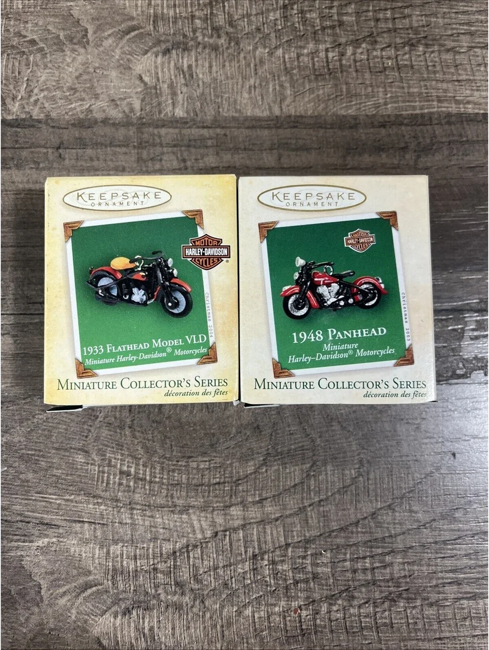 Harley Davidson Hallmark Keepsake Miniature Collectors Series Ornaments Qty 2